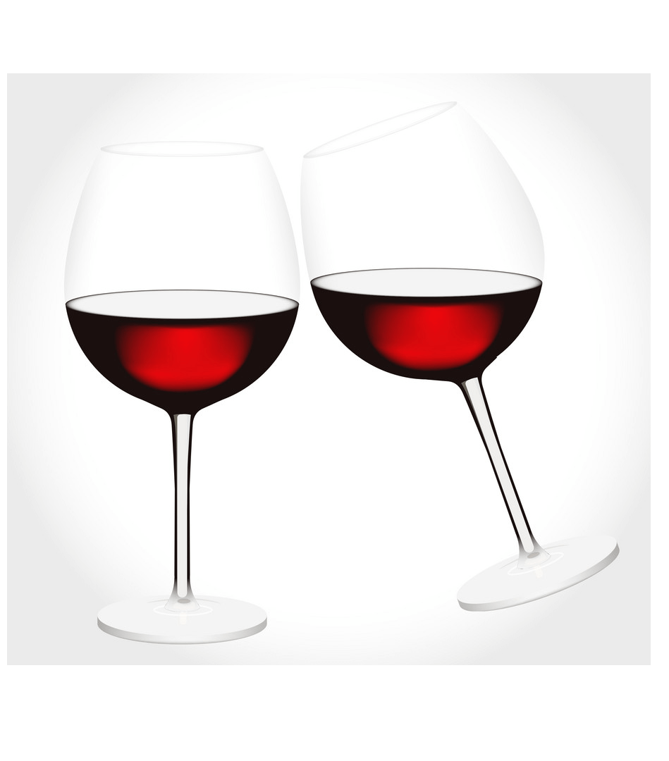 2 wine glasses half full